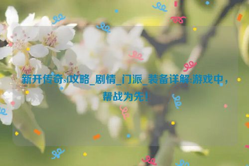 新开传奇sf攻略_剧情_门派_装备详解:游戏中，帮战为先！