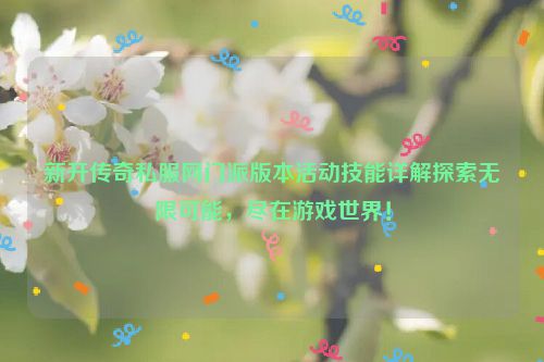 新开传奇私服网门派版本活动技能详解探索无限可能，尽在游戏世界！